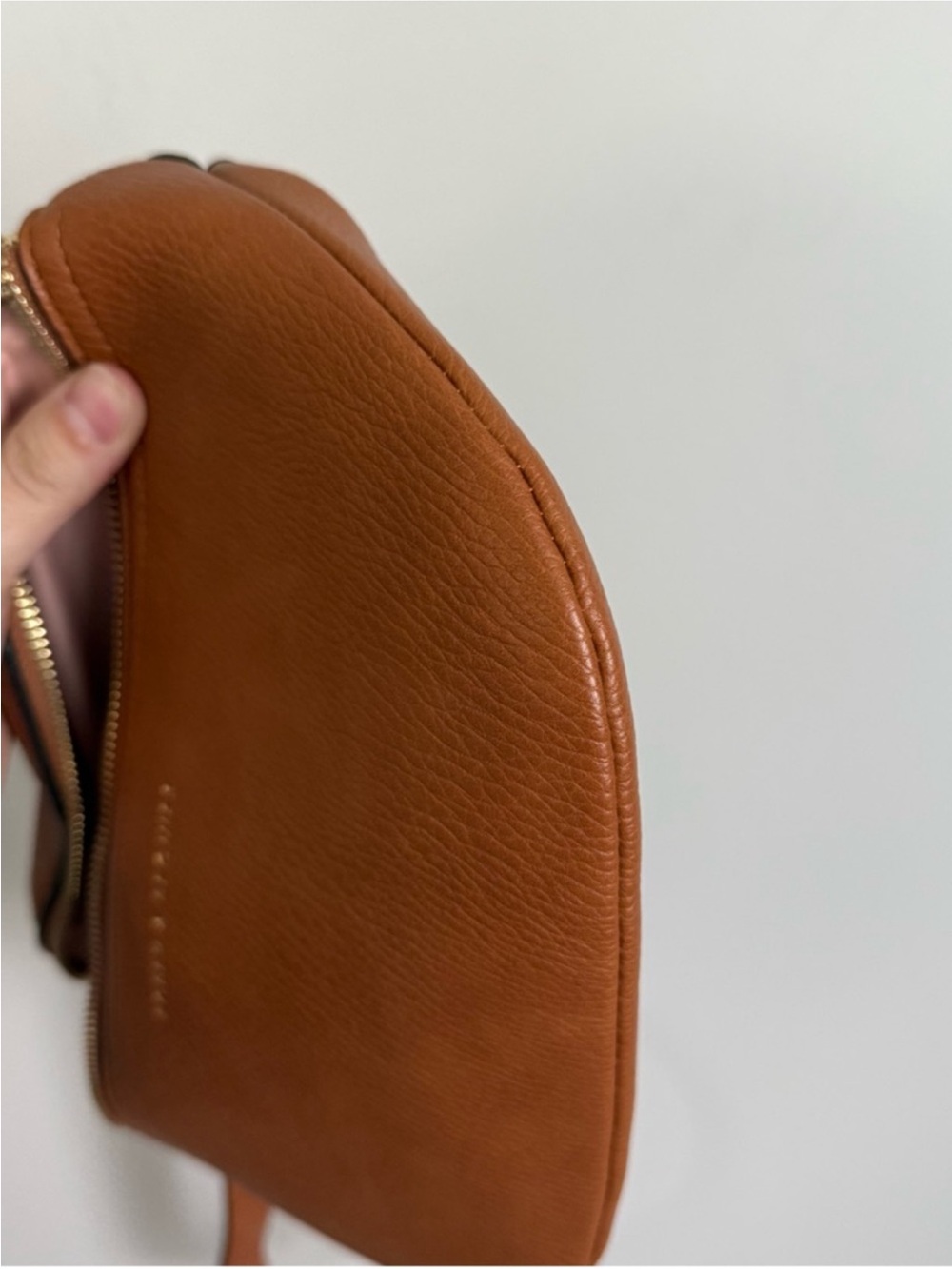 Poppy & Peonies Cognac Pebbled Leather Crossbody Belt Bag - Picture 5 of 6